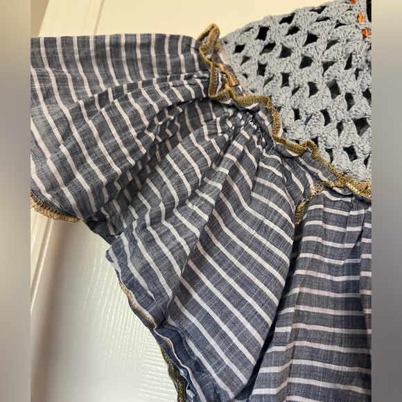 Free People Allora Blue Crop Stripe Top size XS - Picture 10 of 12